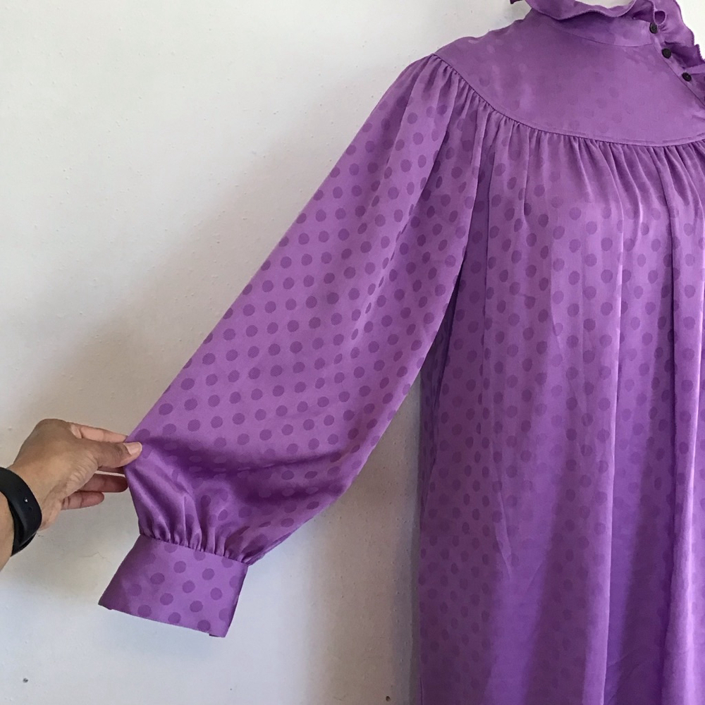 Women's Kate Spade Purple Polka Dot Long Sleeve Dress Size 4 - Picture 5 of 14